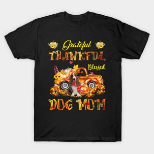 Basset Hound Pumpkin Thankful Grateful Blessed Dog Mom T-Shirt